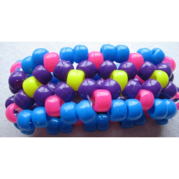 4 Neon Kandi Daisy Bracelet Mini Kandi Cuffs Rave Ready - Picture 5 of 6